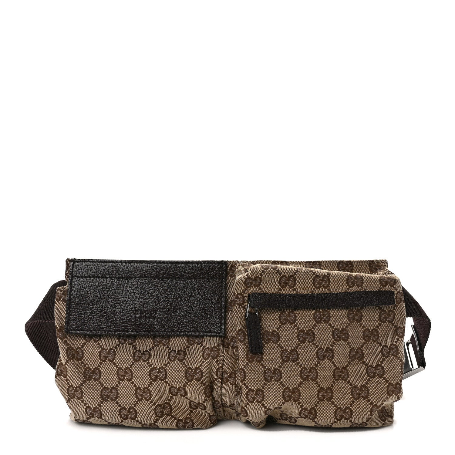 Gucci GG Monogram Double Pocket Belt Bag Dark Brown 1 of 12
