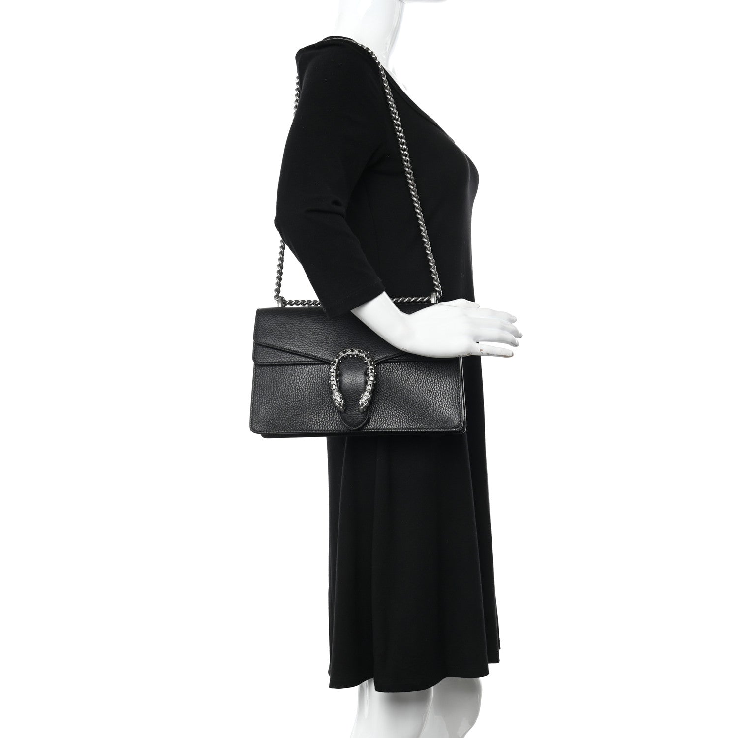 Gucci Pebbled Calfskin Small Dionysus Shoulder Bag Black 2 of 10