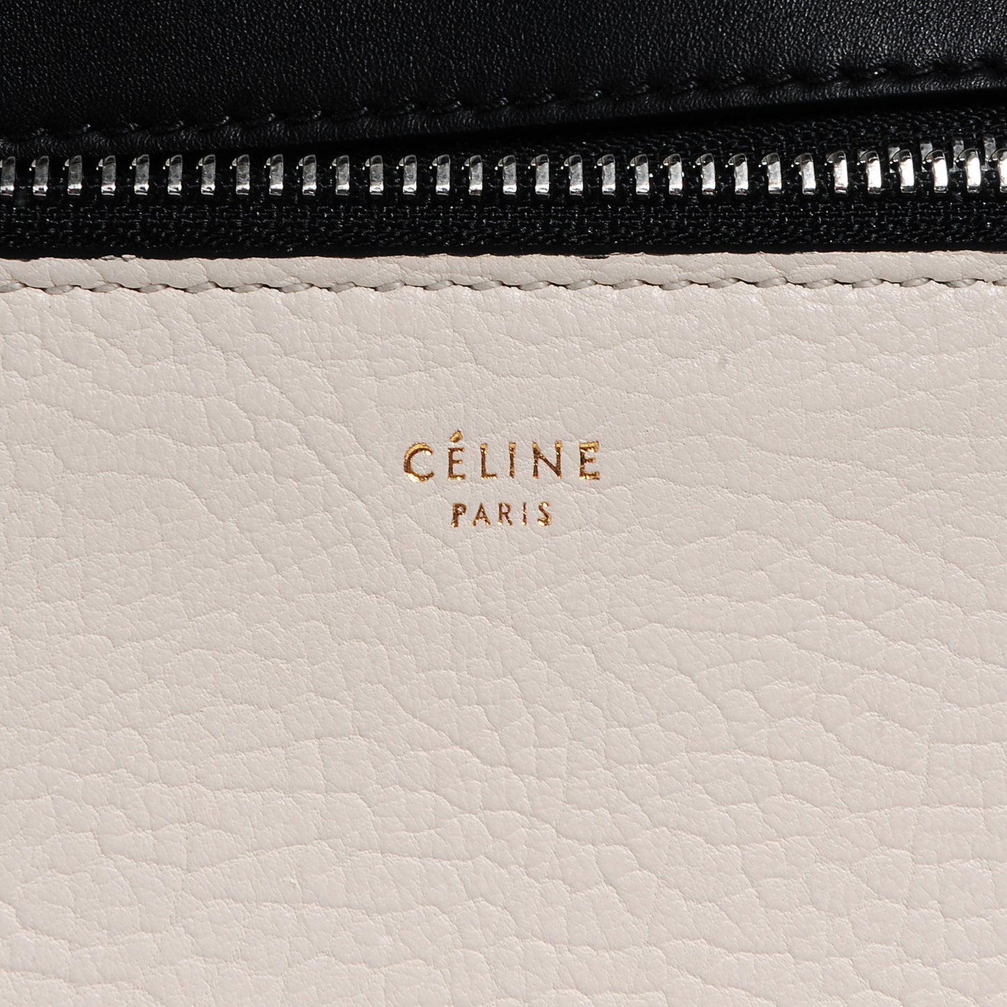 Textured Calfskin Small Bi-Color Edge Shoulder Bag Black Cream