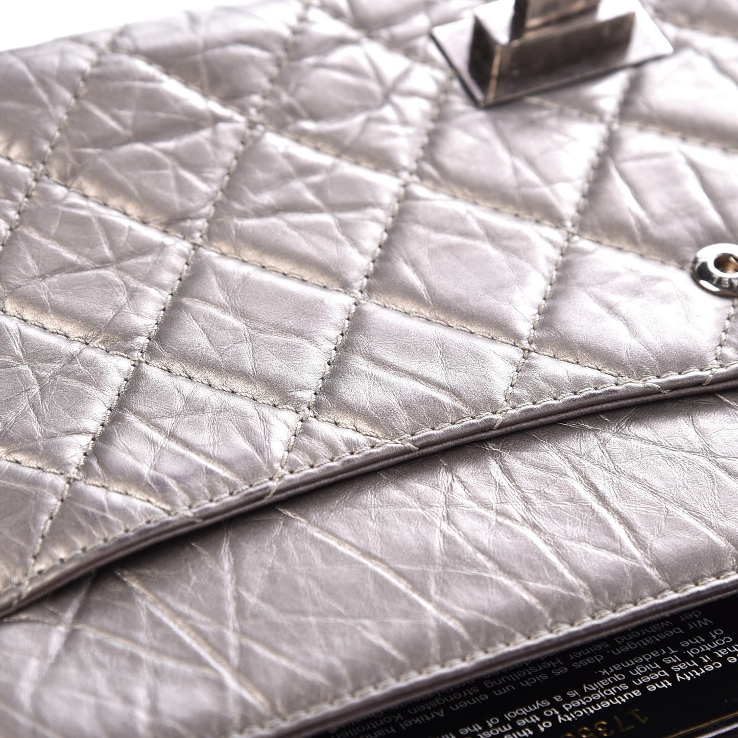 Metallic Aged Calfskin Quilted 2.55 Reissue 227 Flap Dark Silver