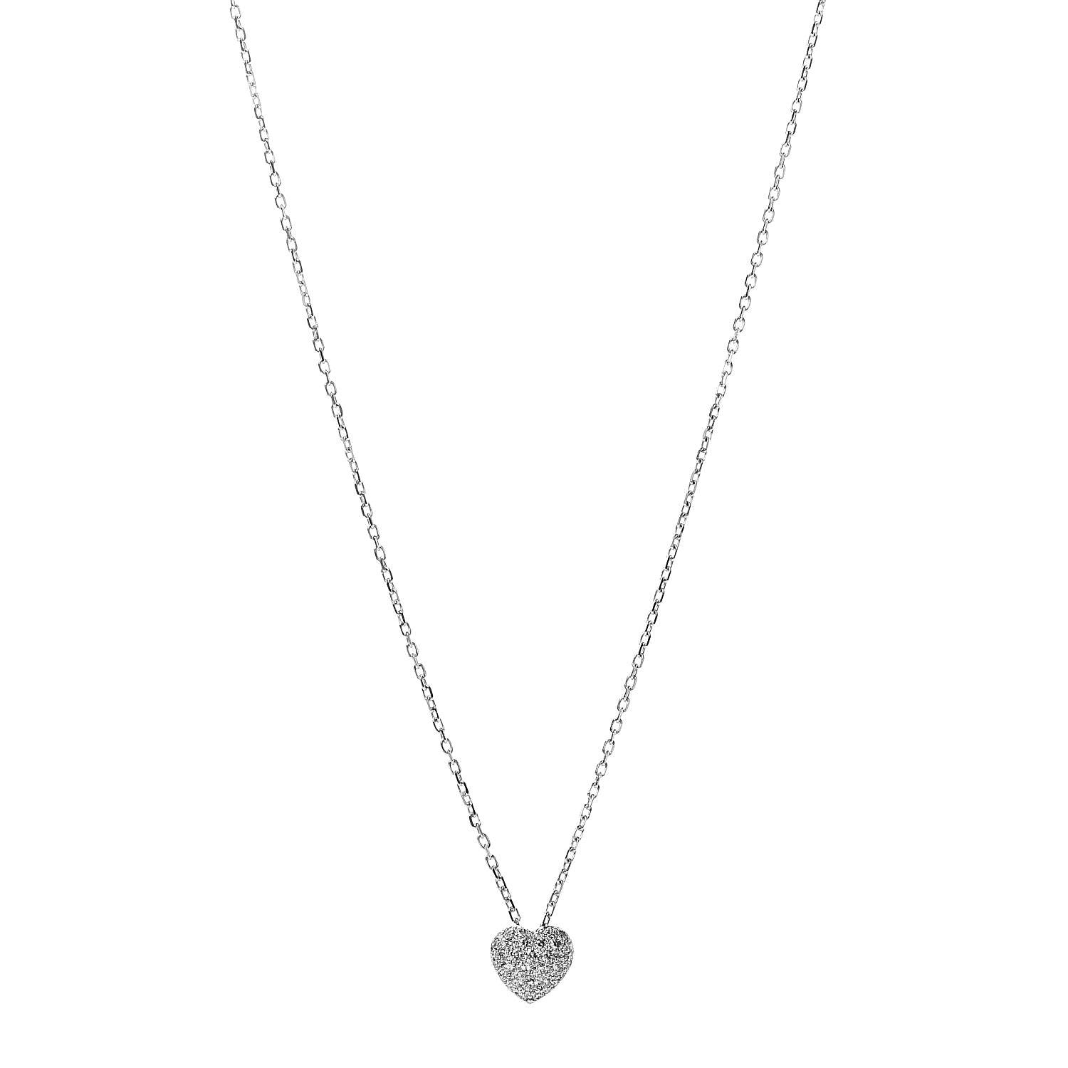Cartier 18K White Gold Diamond Medium Heart Paved Pendant Necklace 1 of 7