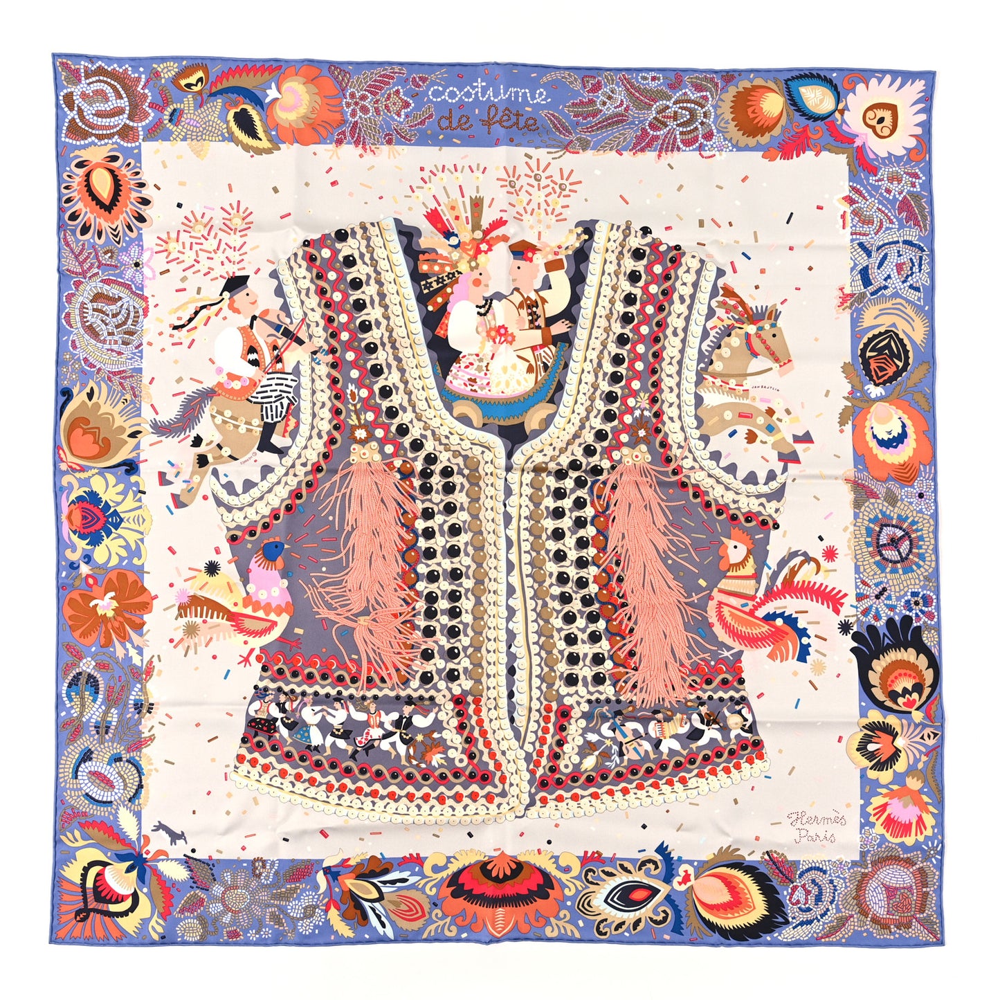 Silk Costume de Fete Scarf 90 Mauve Gris Perle Bois De Rose