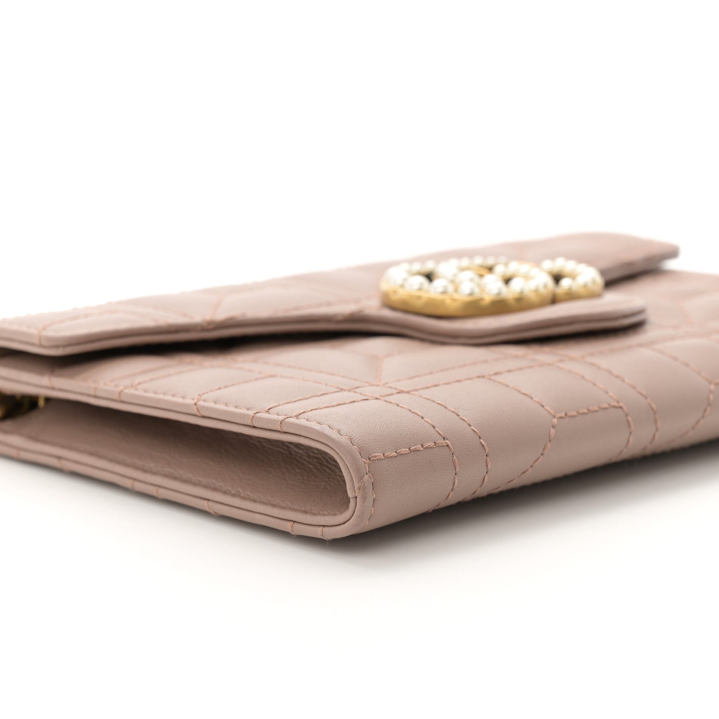 Calfskin Matelasse Mini Pearly GG Marmont Chain Wallet Porcelain Rose