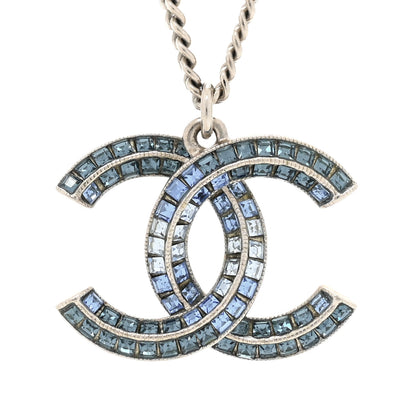 Chanel Crystal Baguette CC Necklace Blue 3 of 4