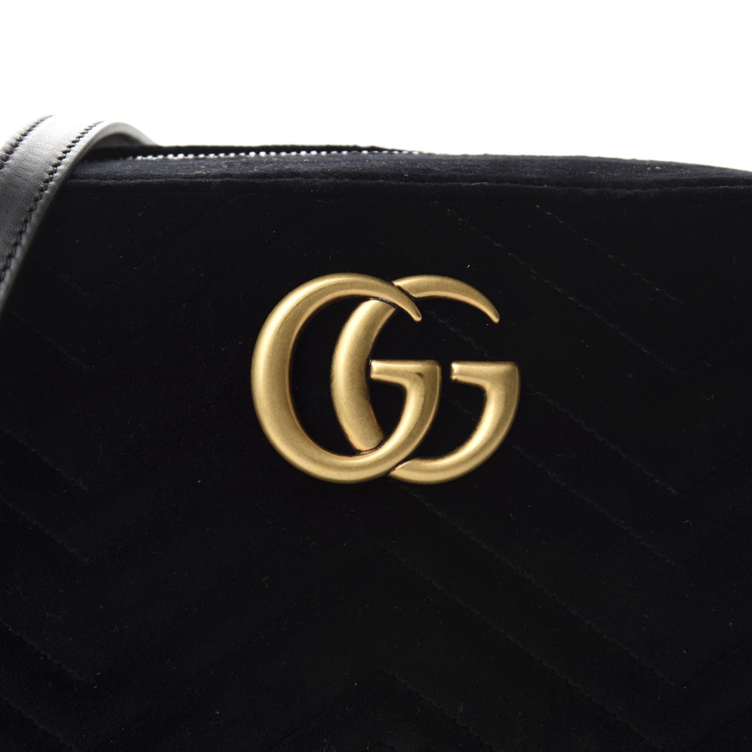 Gucci Velvet Matelasse Small GG Marmont Chain Shoulder Bag Black 10 of 10