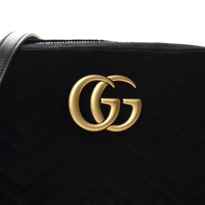 Gucci Velvet Matelasse Small GG Marmont Chain Shoulder Bag Black 10 of 10