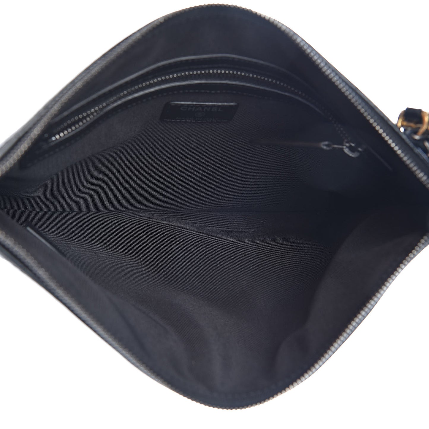 Calfskin Crocodile Embossed Quilted Medium Gabrielle Cosmetic Case Black