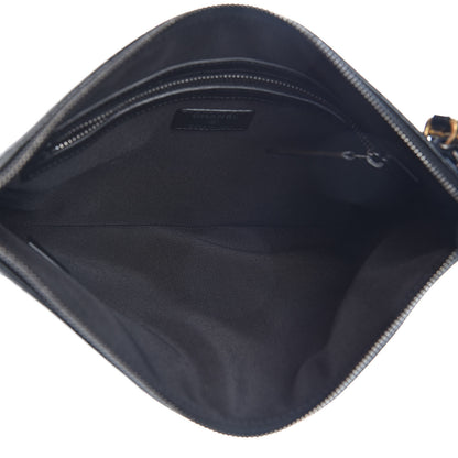 Chanel Calfskin Crocodile Embossed Quilted Medium Gabrielle Cosmetic Case Black 5 of 8