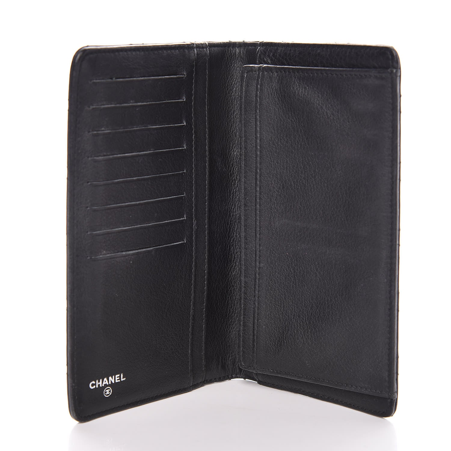 Chanel Calfskin Diamond Stitched Yen Wallet Black 5 of 14