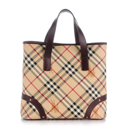 Burberry Haymarket Check Studded Tote Chocolate 1 of 11