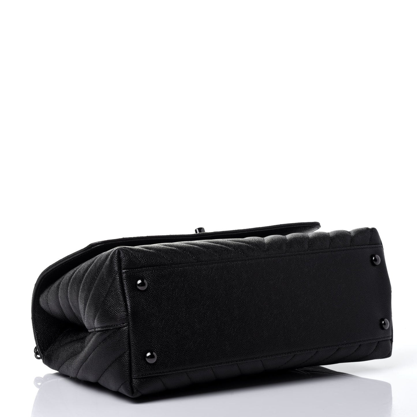 Caviar Chevron Quilted Small Coco Handle Flap So Black