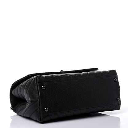 Chanel Caviar Chevron Quilted Small Coco Handle Flap So Black 3 of 4