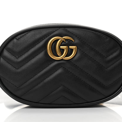 Gucci Calfskin Matelasse GG Marmont Belt Bag 85 34 Black 9 of 11