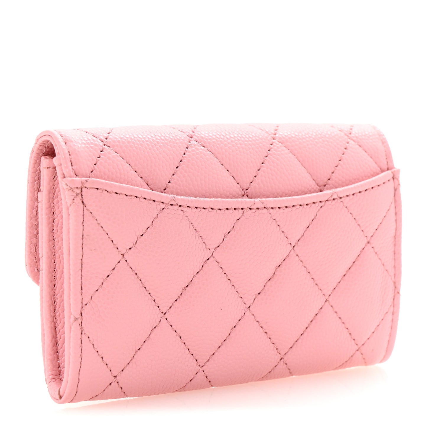 Caviar Quilted Flap Card Holder Wallet Light Pink