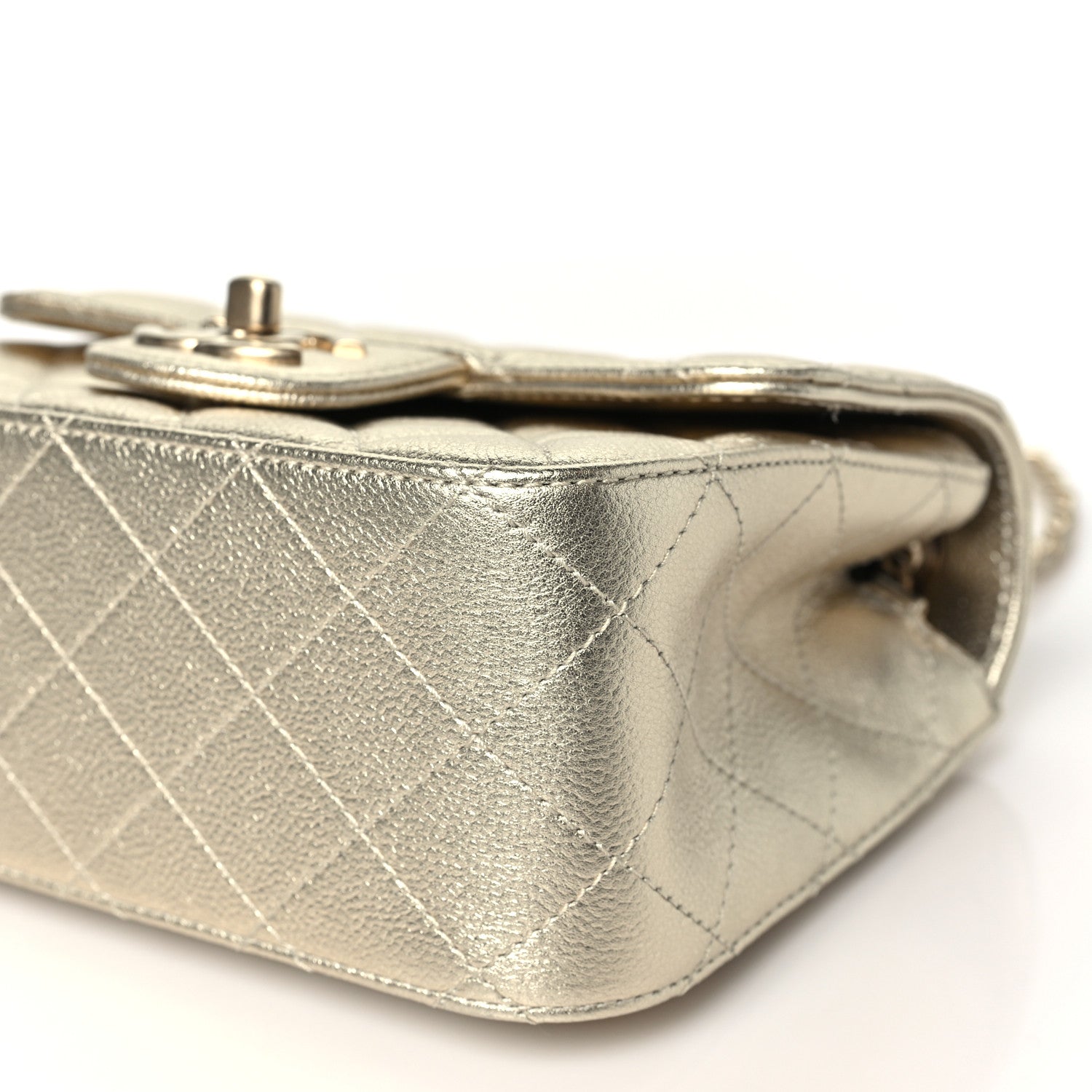 Chanel Metallic Caviar Quilted Mini Square CC Slide Flap Gold 10 of 11