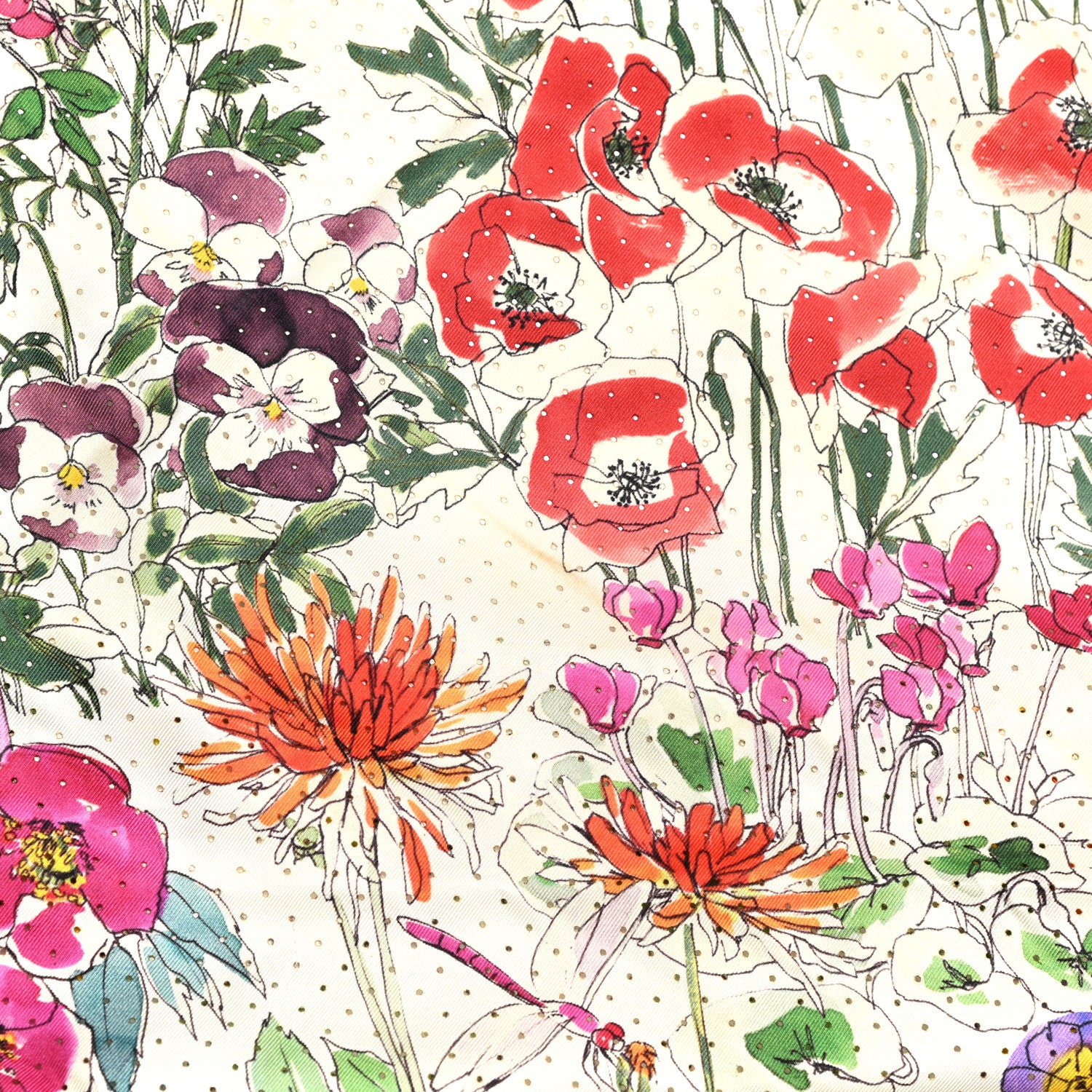 Gucci Silk Flora Infinity Chrissy Square Scarf White Black 4 of 5