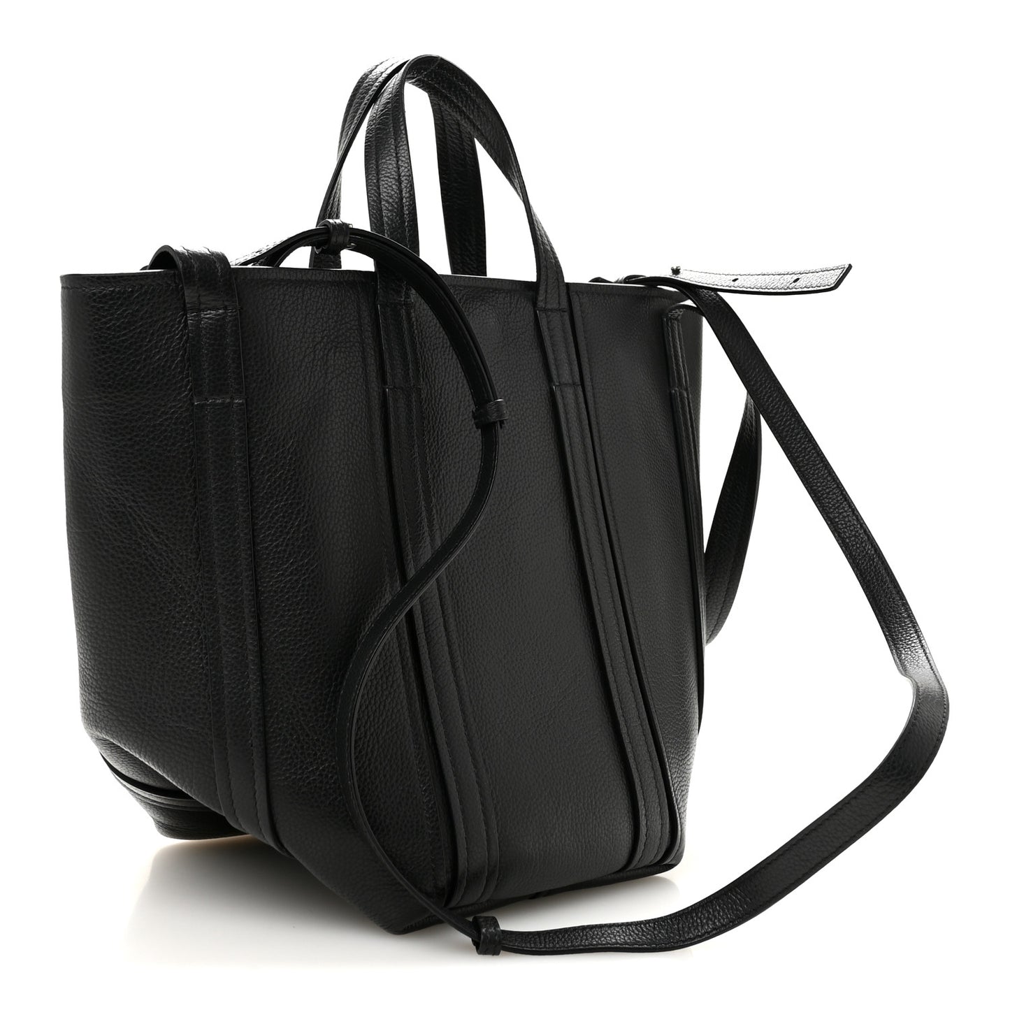 Grained Calfskin Small Everyday North South Shoulder Tote Bag Black