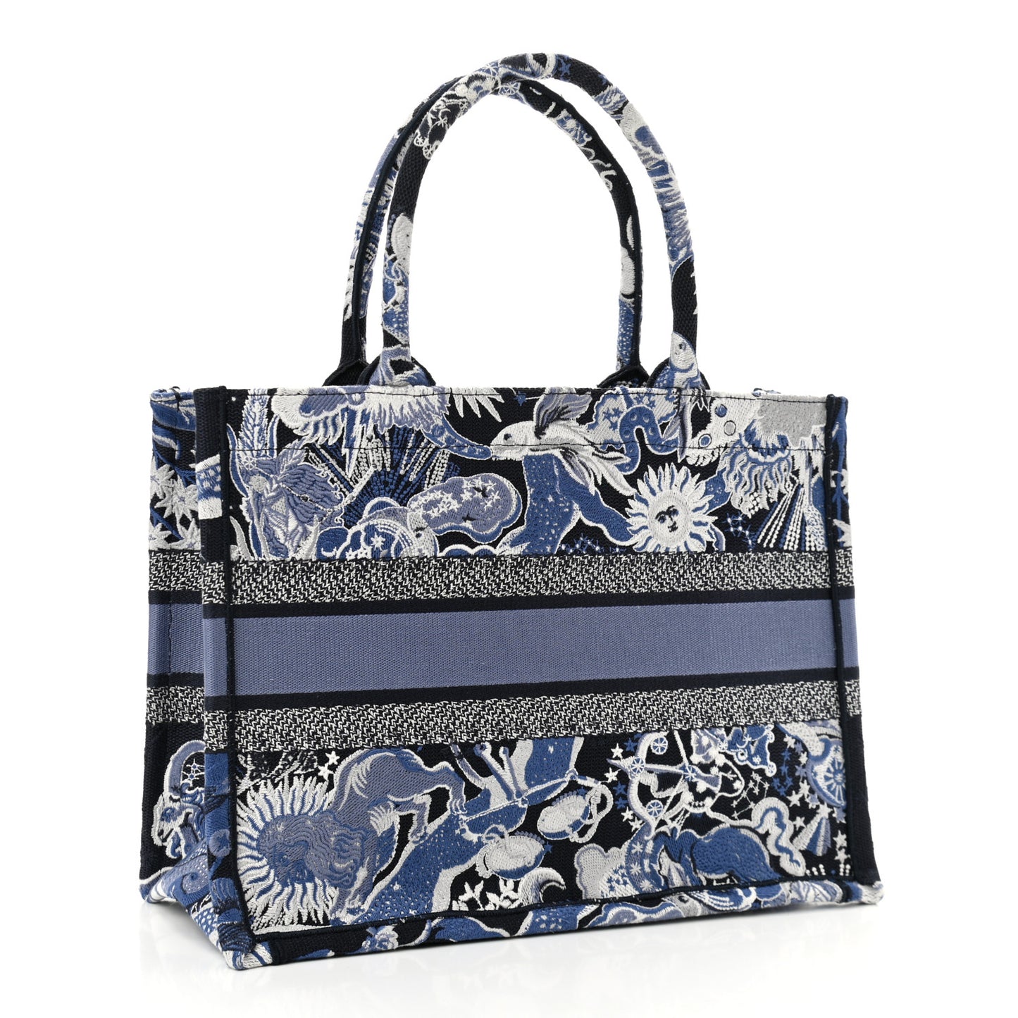 Canvas Embroidered Medium Constellation Book Tote Blue
