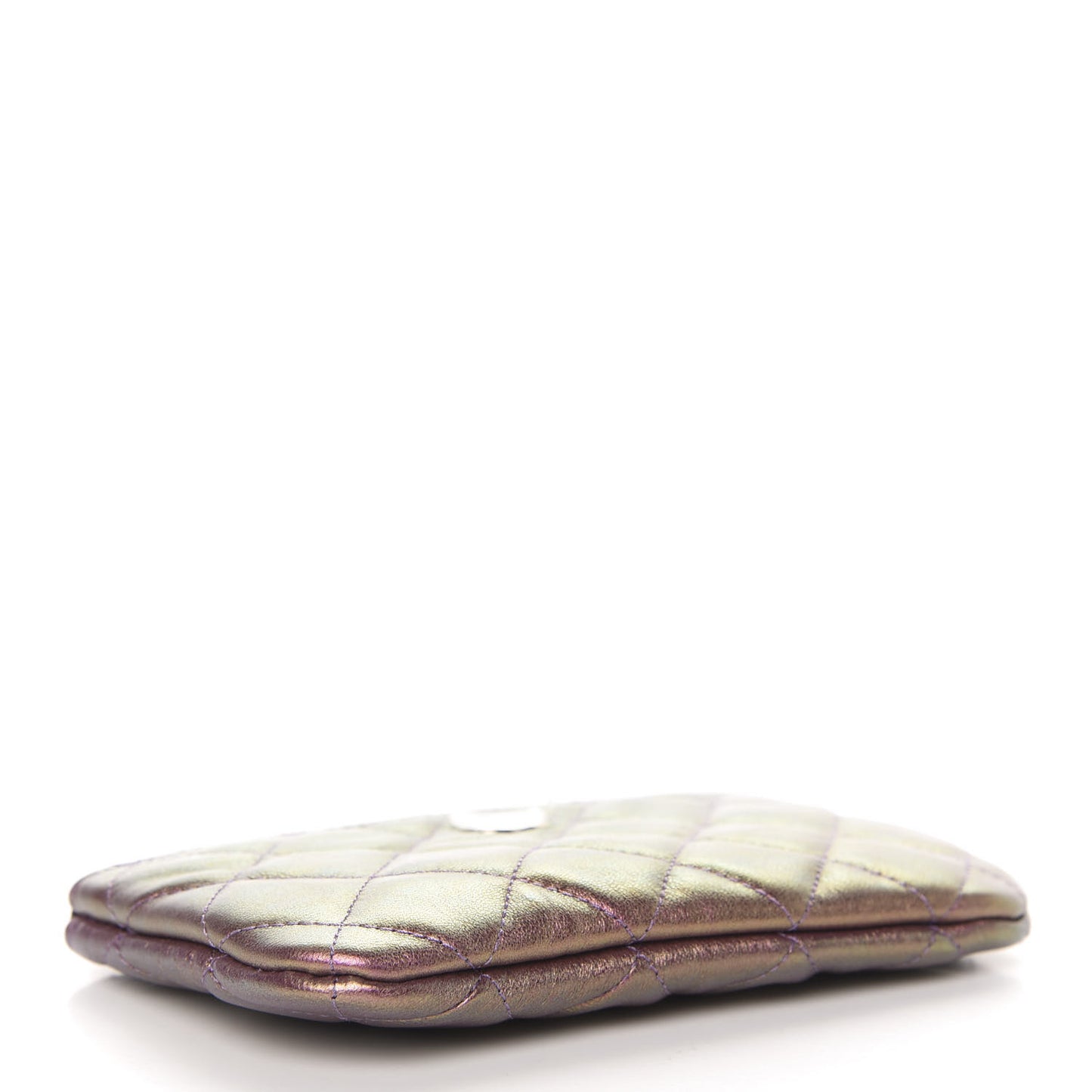 Iridescent Lambskin Quilted Small Cosmetic Case Purple