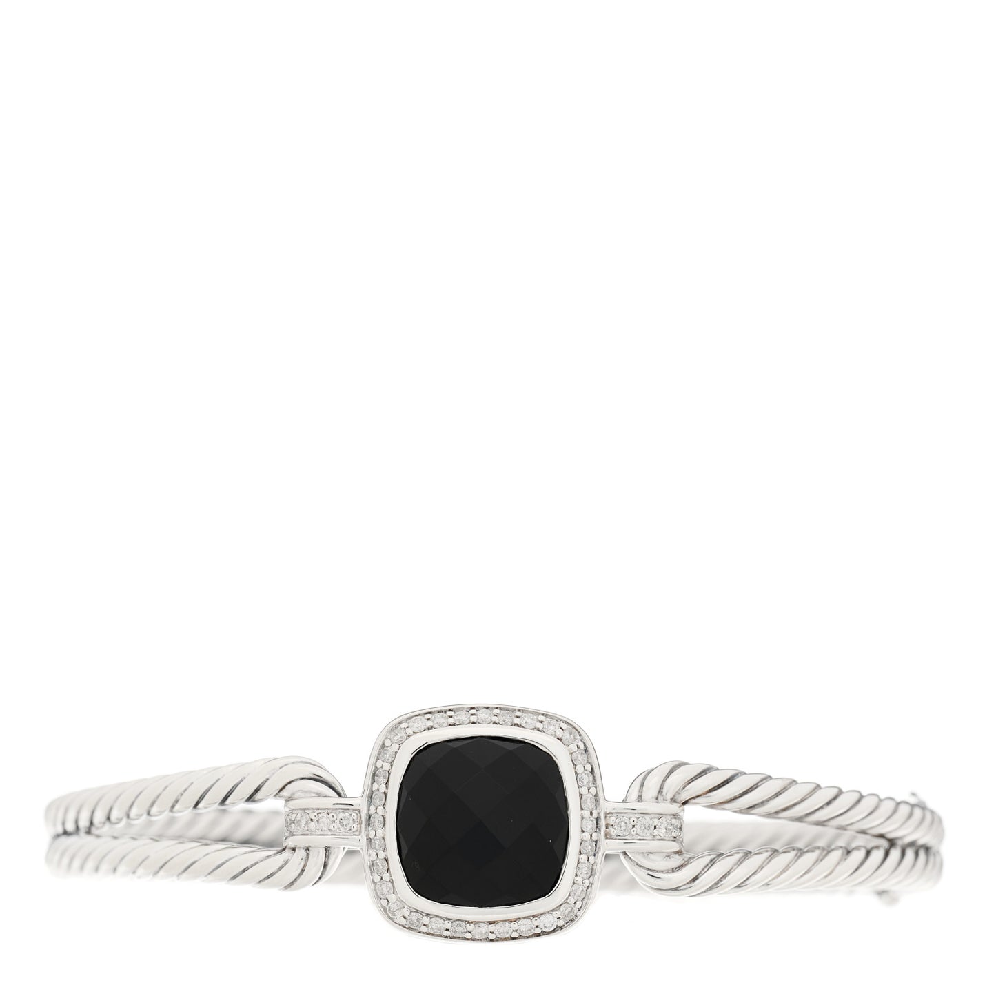Sterling Silver Diamond Black Onyx Albion Cable Bracelet