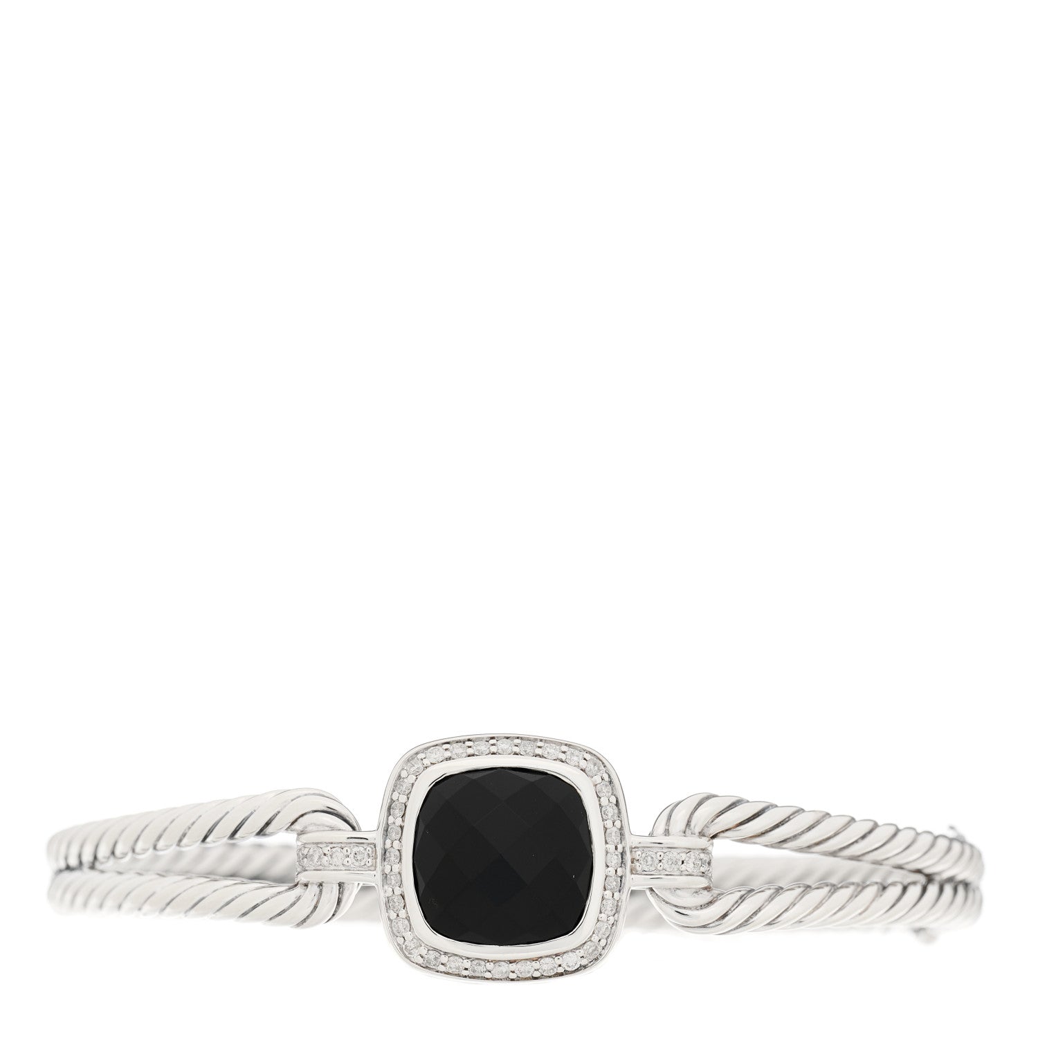 David Yurman Sterling Silver Diamond Black Onyx Albion Cable Bracelet 1 of 4