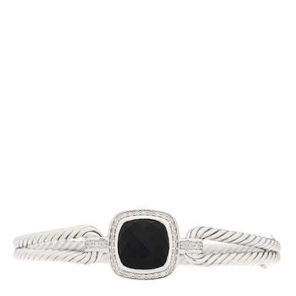 David Yurman Sterling Silver Diamond Black Onyx Albion Cable Bracelet 1 of 4