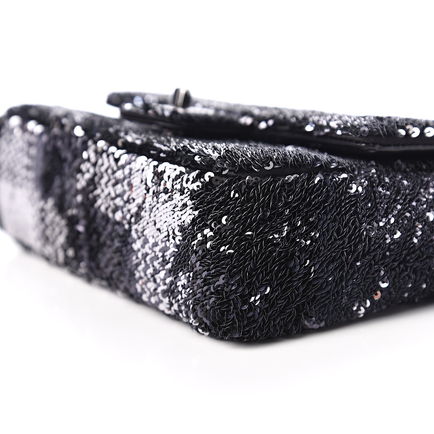 Chanel Sequin Mini Rectangular Single Flap Black Silver 8 of 10