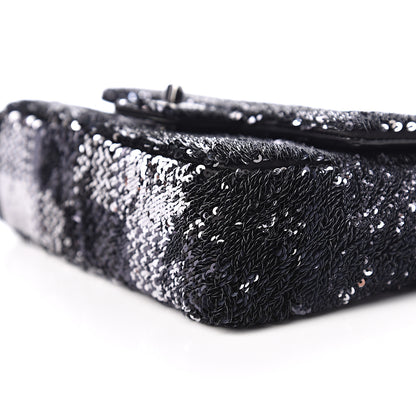 Chanel Sequin Mini Rectangular Single Flap Black Silver 8 of 10