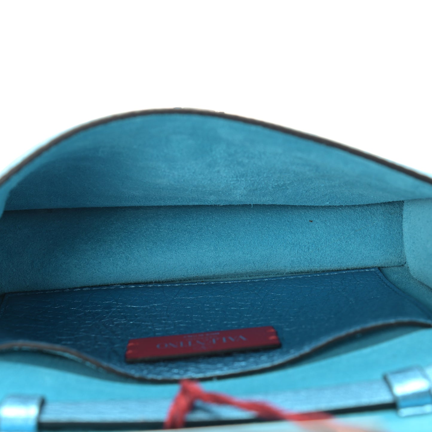 Metallic Pebbled Calfskin Small Rockstud Overlay Flap Shoulder Bag Cerulean