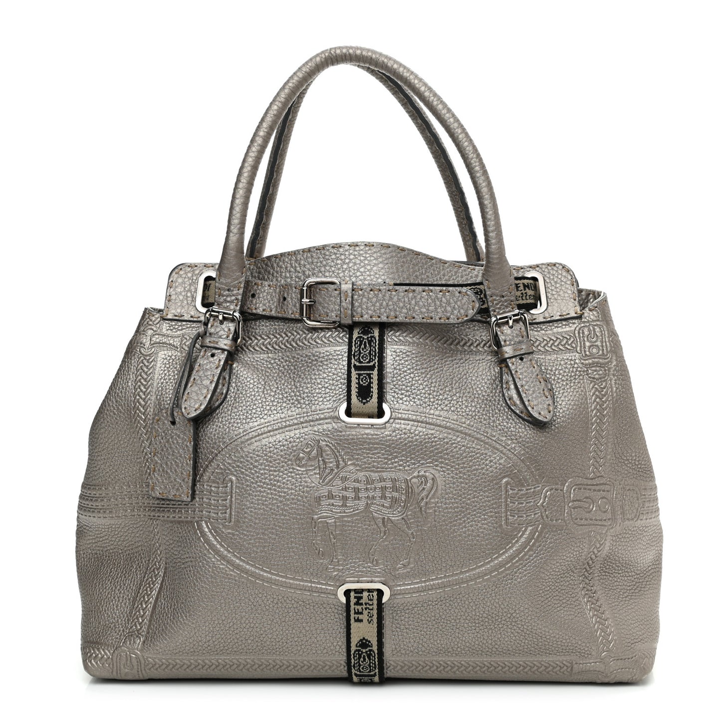 Cuoio Romano Selleria Large Villa Borghese Tote Peltro