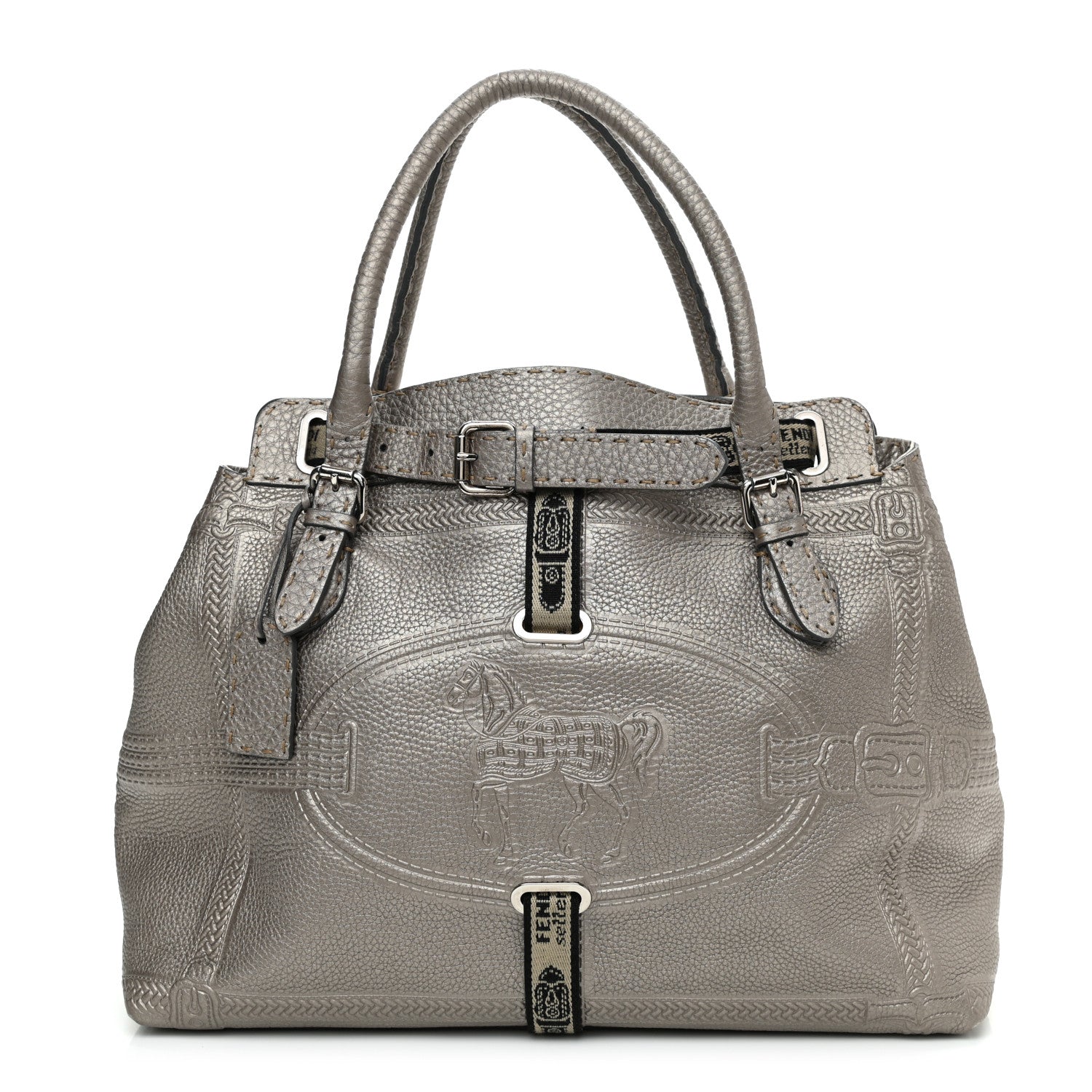 Fendi Cuoio Romano Selleria Large Villa Borghese Tote Peltro 1 of 9