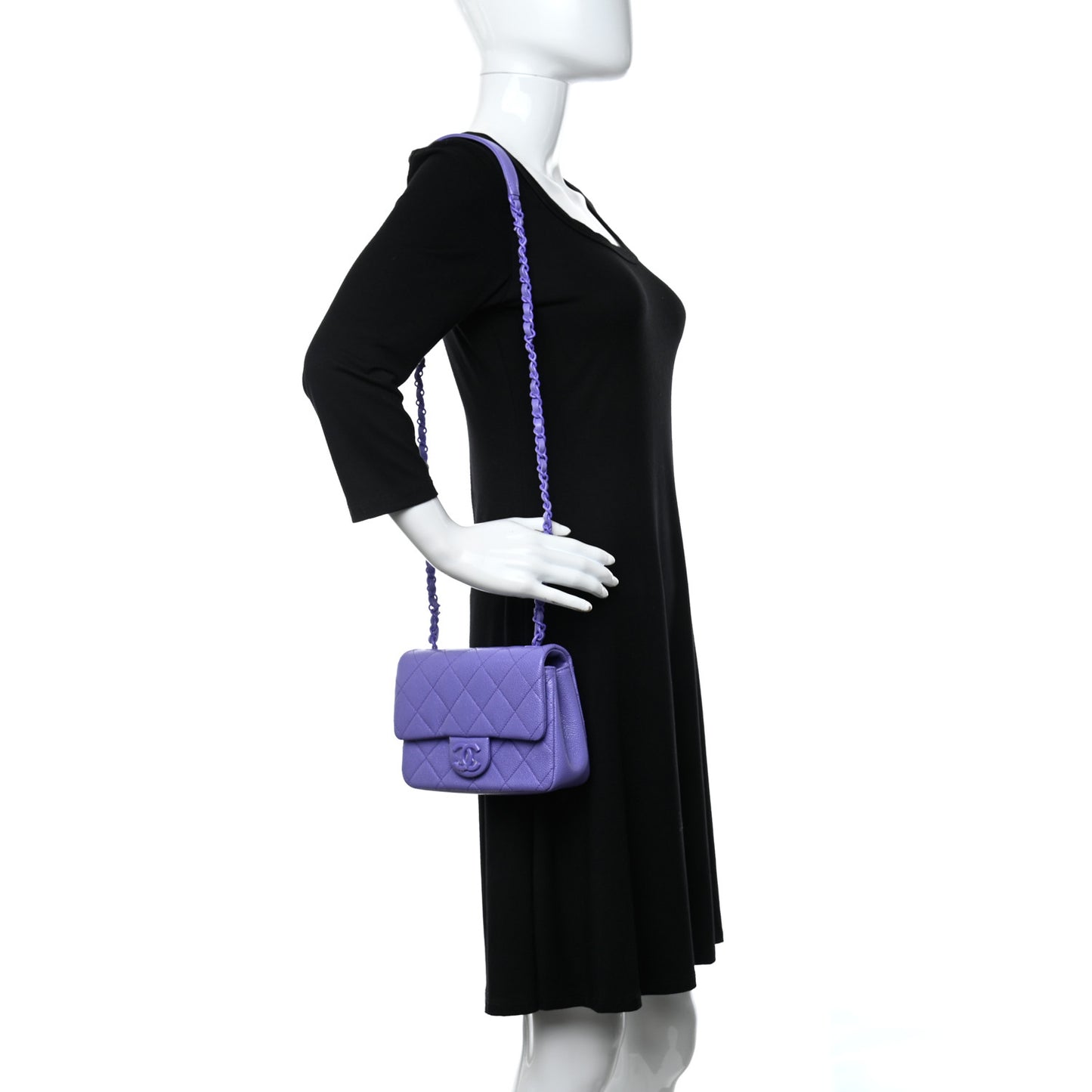Caviar Quilted Incognito Mini Square Flap Purple