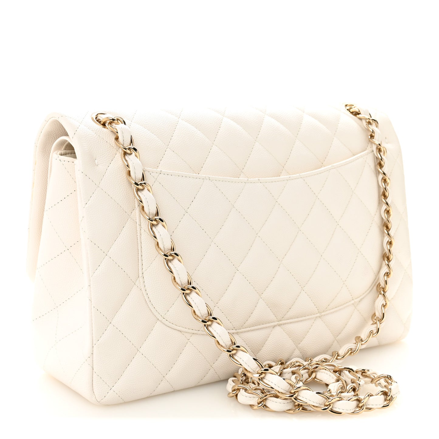 Caviar Quilted Jumbo Double Flap White