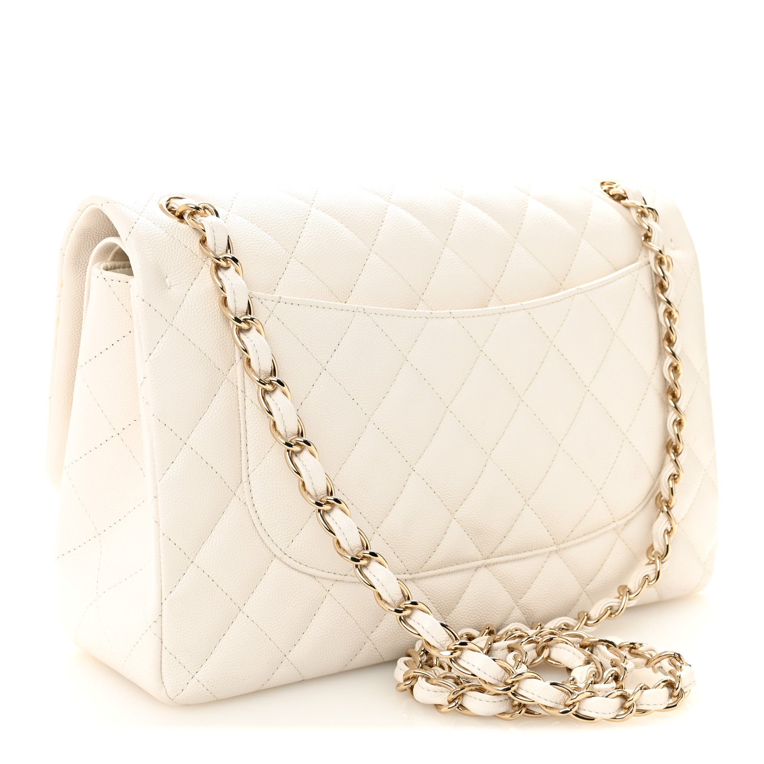 Chanel Caviar Quilted Jumbo Double Flap White 3 of 11