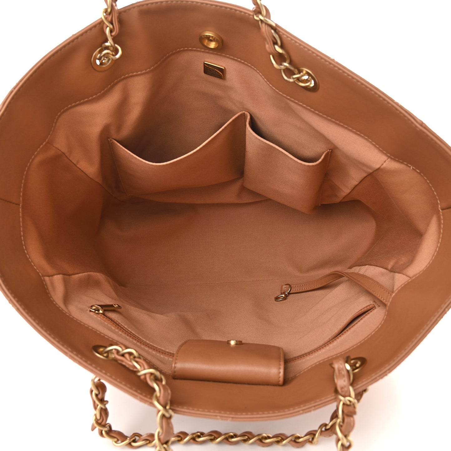 Calfskin Stitched Large Shopping Bag Brown