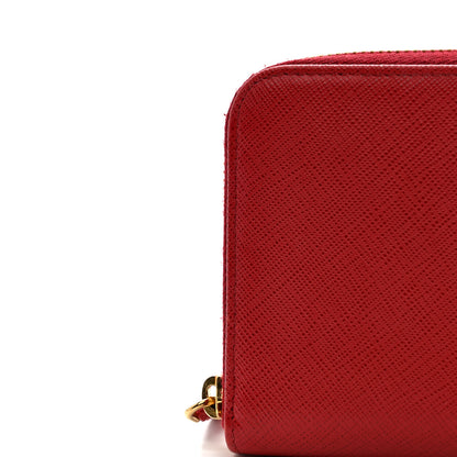 Prada Saffiano Metal Zip Around Wallet Fuoco 9 of 11