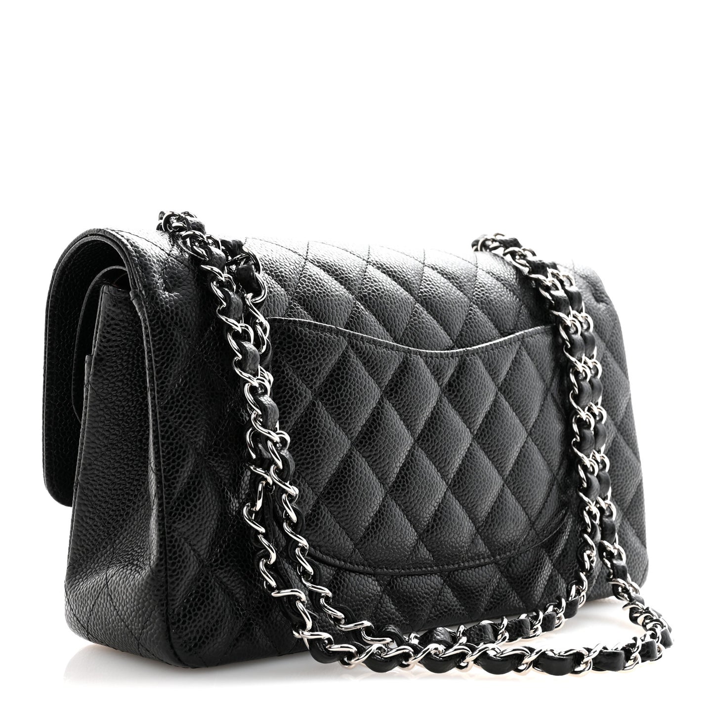 Caviar Quilted Medium Double Flap Black