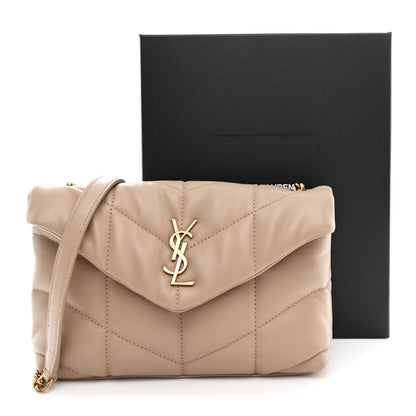 Saint Laurent Lambskin Quilted Toy Loulou Puffer Monogram Chain Satchel Dark Beige 11 of 11