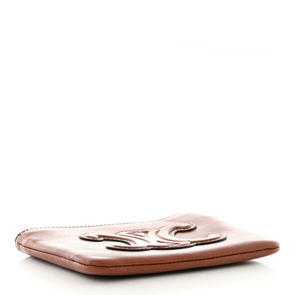 Celine Smooth Calfskin Cuir Triomphe Coin and Card Pouch With Hook Tan 4 of 8
