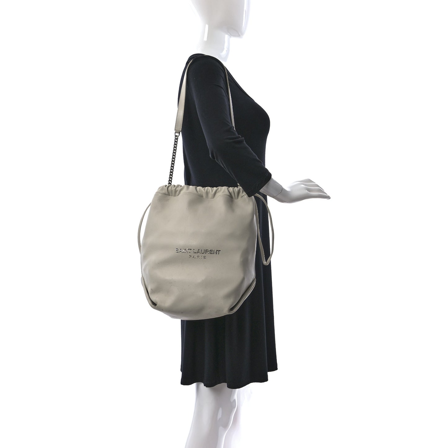 Lambskin Teddy Drawstring Bag Crema Soft