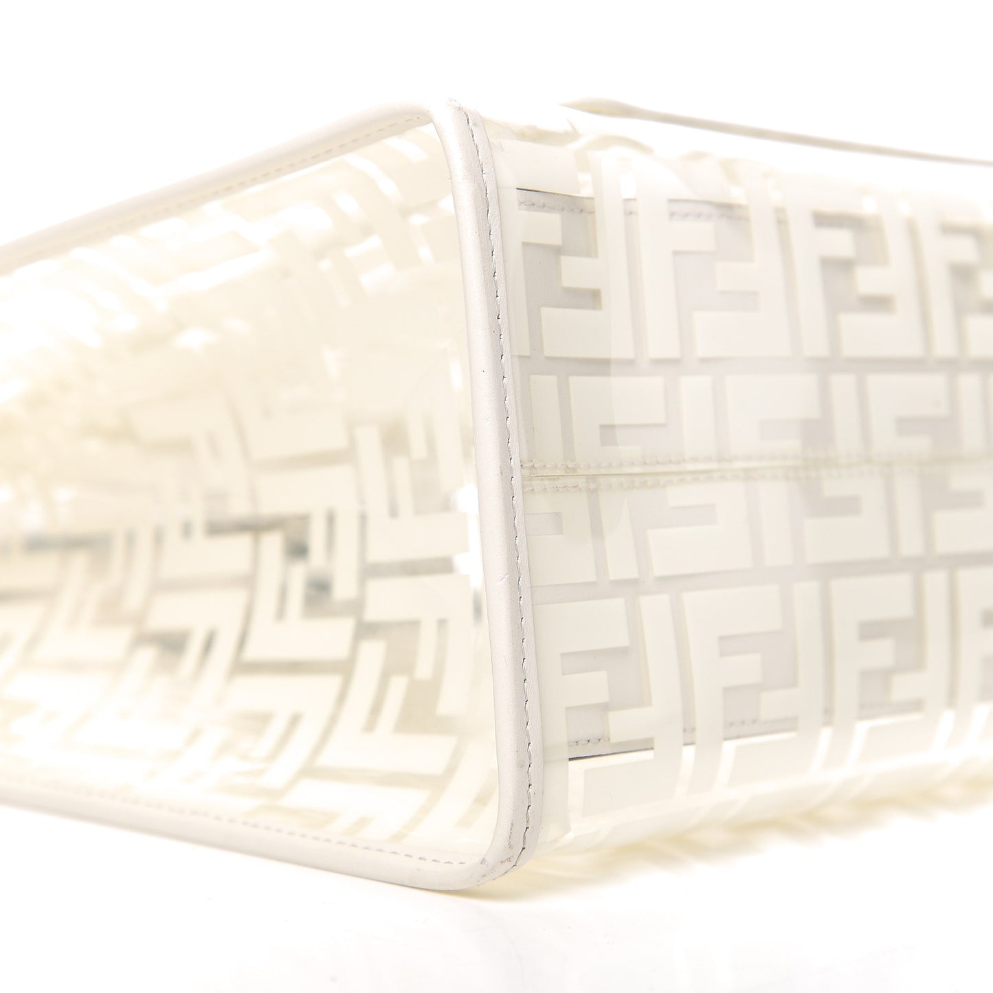 TPU FF Vitello Century Plexiglass Medium Runaway Shopper Tote White