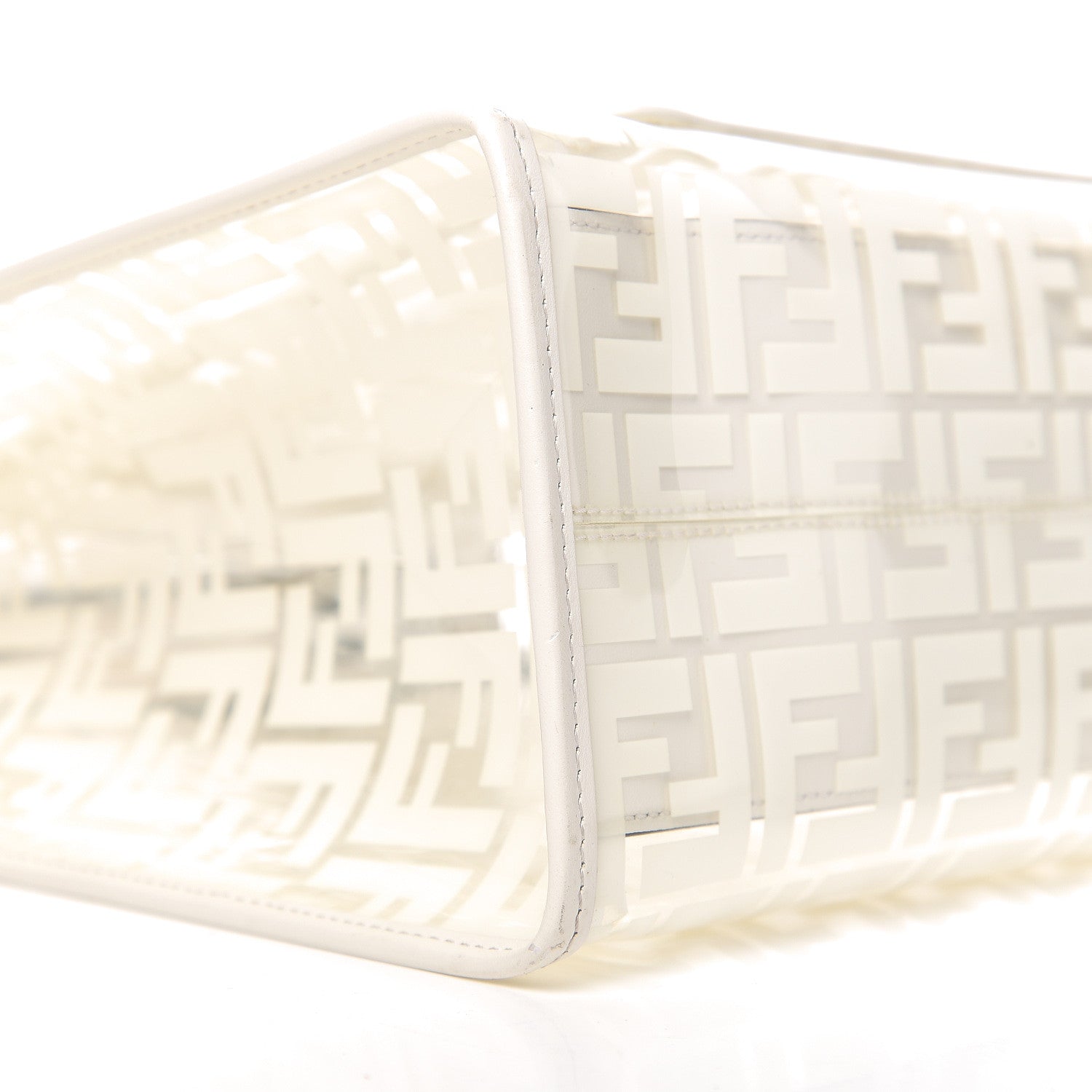 Fendi TPU FF Vitello Century Plexiglass Medium Runaway Shopper Tote White 7 of 8
