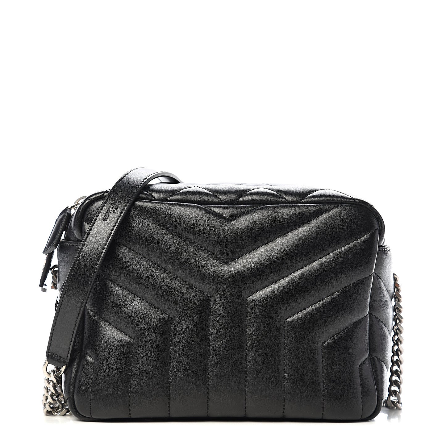 Calfskin Y Quilted Monogram Small Loulou Bowling Bag Black