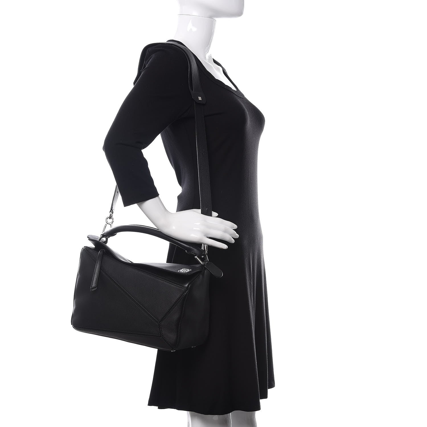 Loewe Calfskin Medium Puzzle Bag Black 2 of 9
