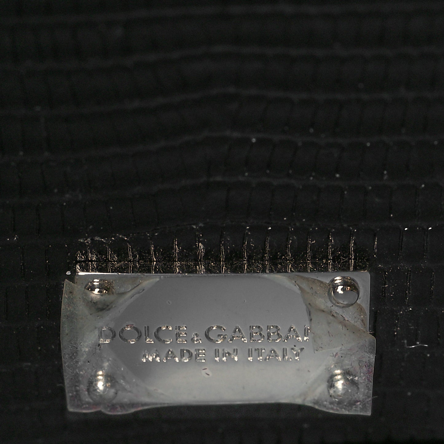 Lizard Calfskin Embossed Small Monica Top Handle Bag Black
