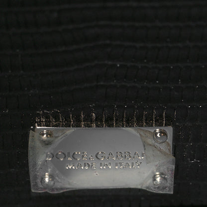 Dolce & Gabbana Lizard Calfskin Embossed Small Monica Top Handle Bag Black 6 of 9