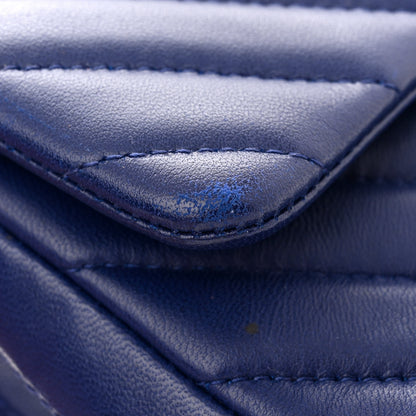 Chanel Lambskin Chevron Quilted Mini Rectangular Flap Dark Blue 13 of 14