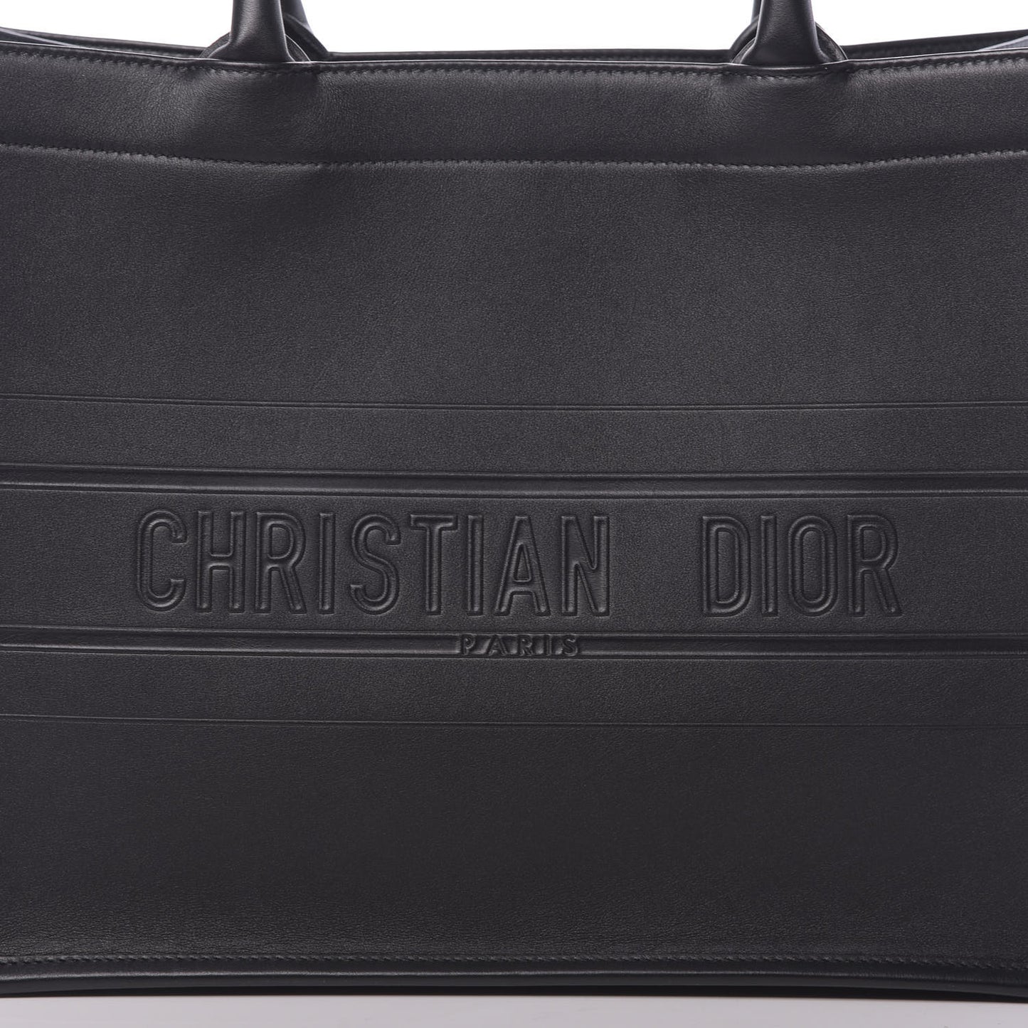 Calfskin Embossed Medium Book Tote Black