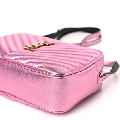Saint Laurent Metallic Calfskin Matelasse Monogram Lou Camera Bag Vegas Pink 9 of 9