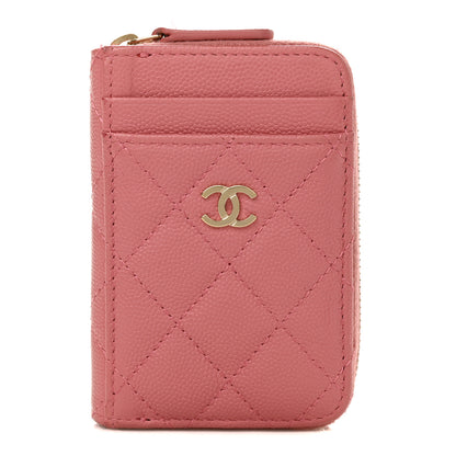 Chanel Caviar Quilted Zip Card Holder Pink 1 of 7